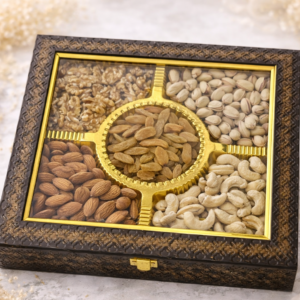 Elegant nut box with golden accents