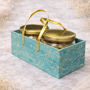 Elegant nut jars in decorative carrier