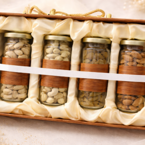 Gourmet nut gift set in wooden box