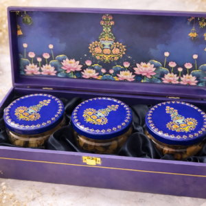 Luxurious gift box with ornate jars